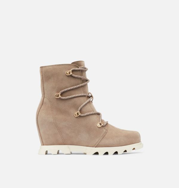 Sorel Shoes Women's Joan Of Arctic Wedge III Lace Bootie-Omega Taupe Chalk