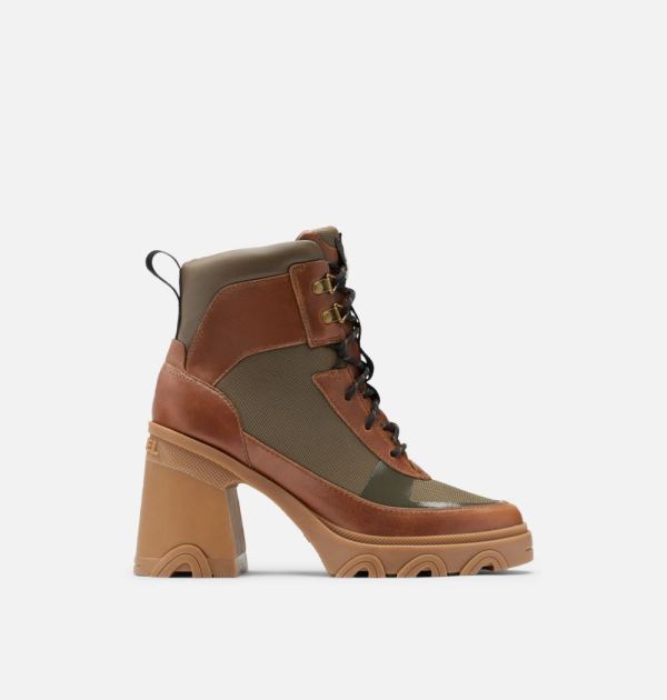 Sorel Shoes Women's Brex Heel Lace Bootie-Velvet Tan Olive Green