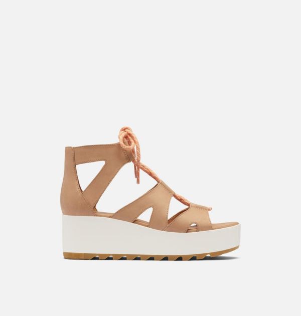 Sorel Shoes Women's Cameron Flatform Lace Wedge Sandal-Honest Beige Gum 17