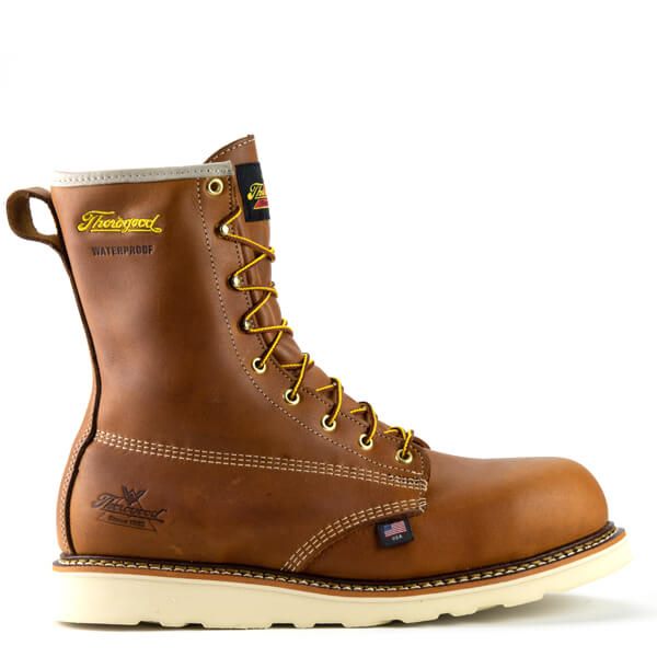 Thorogood American Heritage - Waterproof - 8" Tobacco Composite Safety Toe - Plain Toe MAXWear Wedge