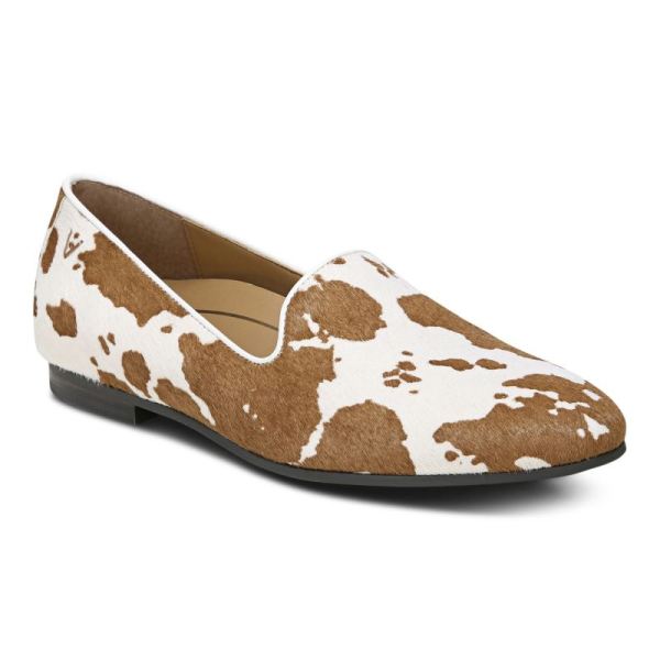 Vionic | Women's Willa Slip on Flat - Brown Cow Print