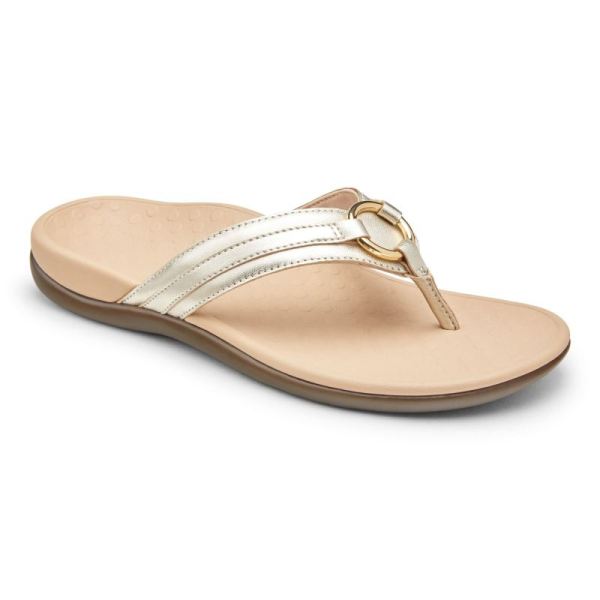 Vionic | Women's Tide Aloe Toe Post Sandal - Champagne Leather