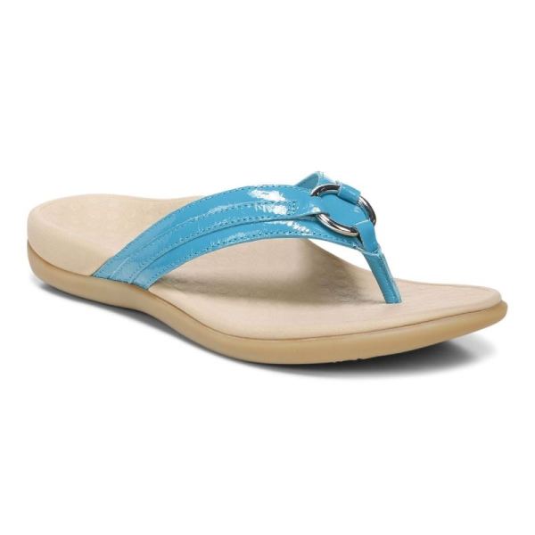 Vionic | Women's Tide Aloe Toe Post Sandal - Lake Blue Leather
