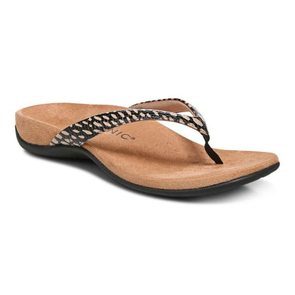 Vionic | Women's Dillon Toe Post Sandal - Black With Spots