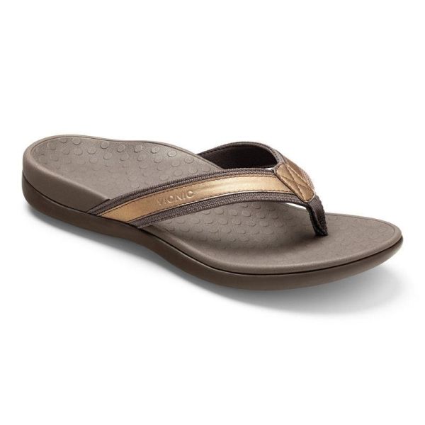 Vionic | Women's Tide II Toe Post Sandal - Bronze Metallic