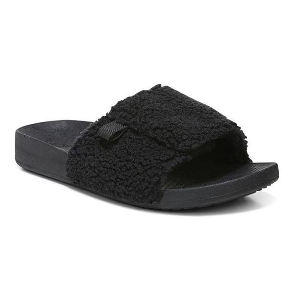 Vionic | Women's Keira Slide Sandal - Black Shearling