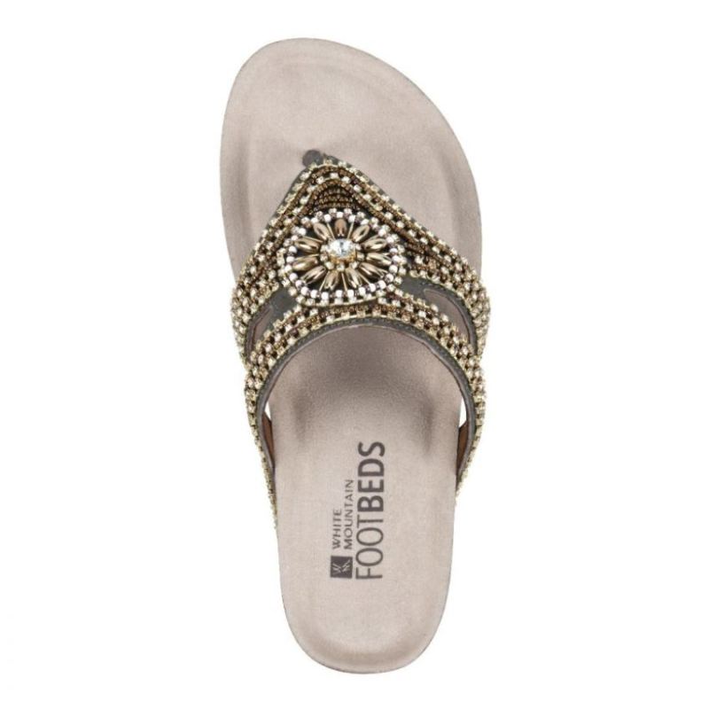 White Mountain | Women's Busy Leather Footbeds Sandal-Brown