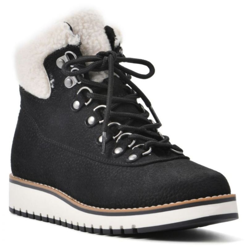 White Mountain | Women's Cozy Bootie-Black Pebble Grain Fabric