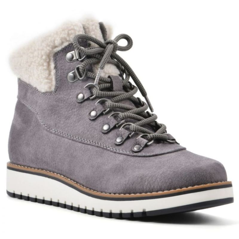 White Mountain | Women's Cozy Bootie-Light Grey Pebble Grain Fabric