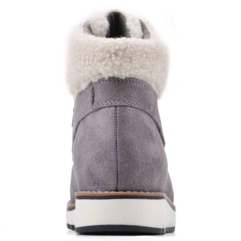 White Mountain | Women's Cozy Bootie-Light Grey Pebble Grain Fabric
