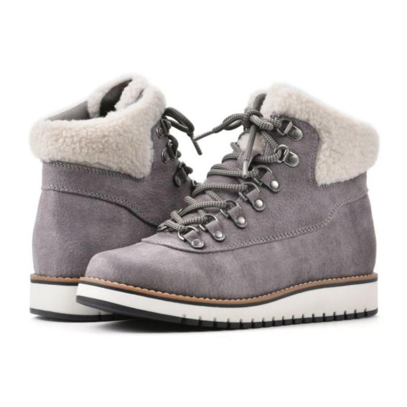 White Mountain | Women's Cozy Bootie-Light Grey Pebble Grain Fabric