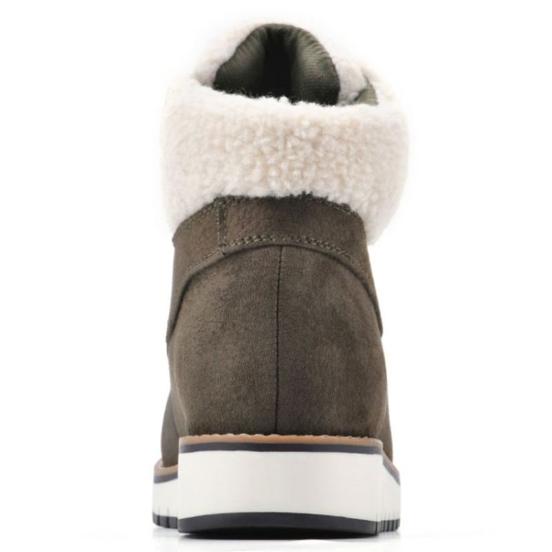 White Mountain | Women's Cozy Bootie-Army Pebble Grain Fabric