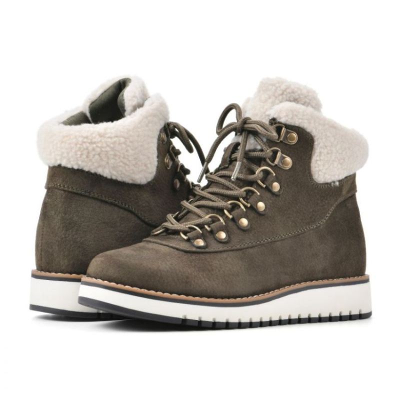 White Mountain | Women's Cozy Bootie-Army Pebble Grain Fabric
