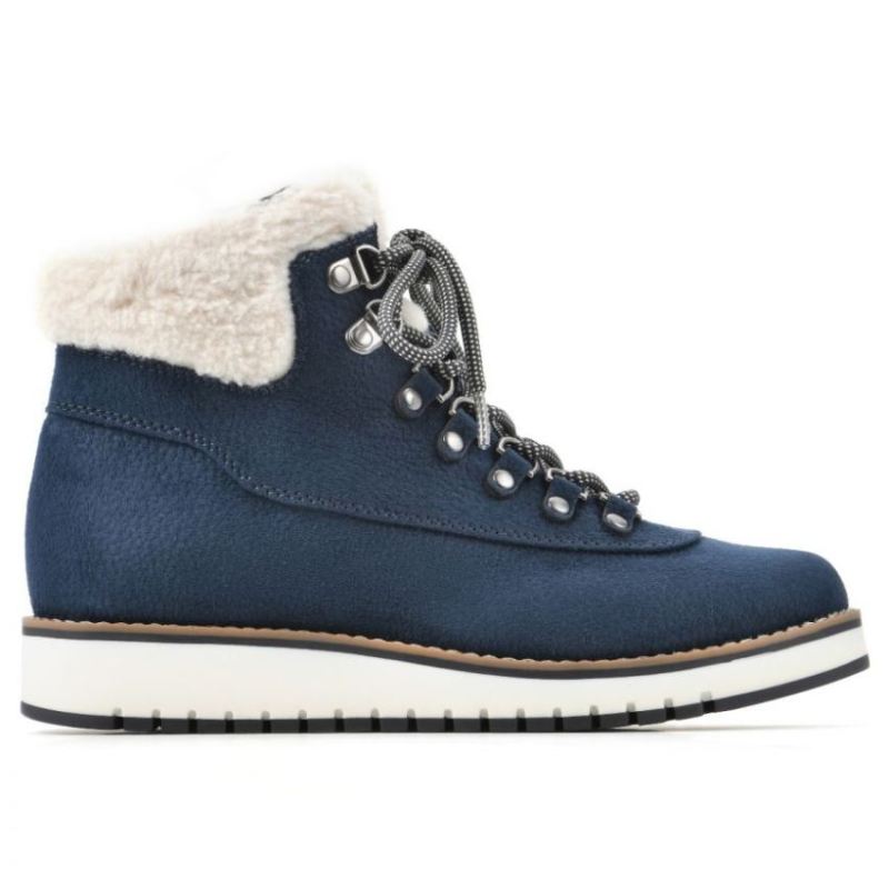 White Mountain | Women's Cozy Bootie-Navy Pebble Grain Fabric