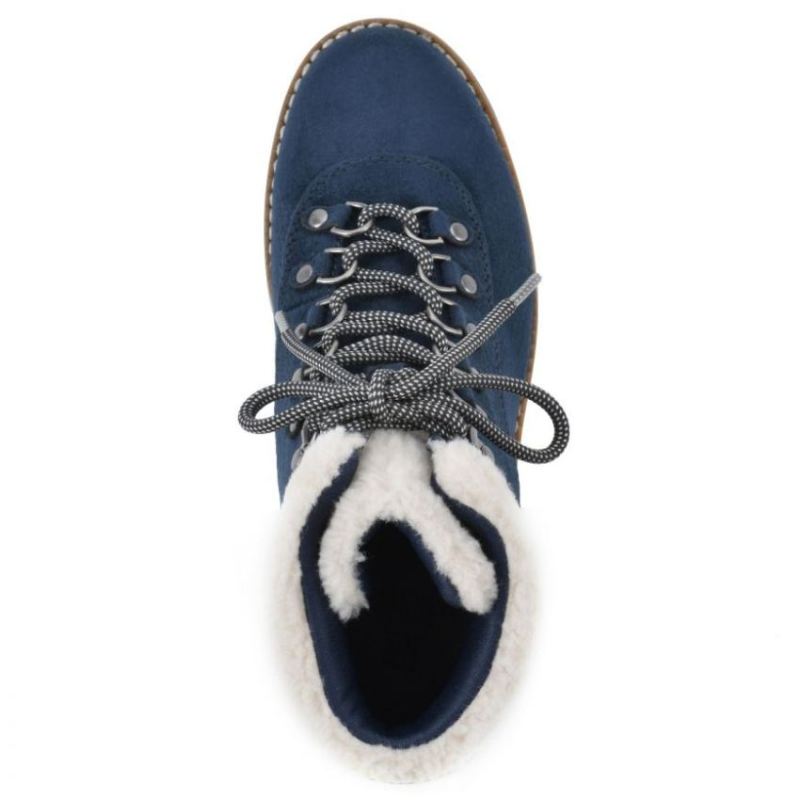 White Mountain | Women's Cozy Bootie-Navy Pebble Grain Fabric