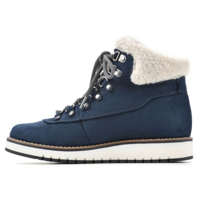 White Mountain | Women's Cozy Bootie-Navy Pebble Grain Fabric
