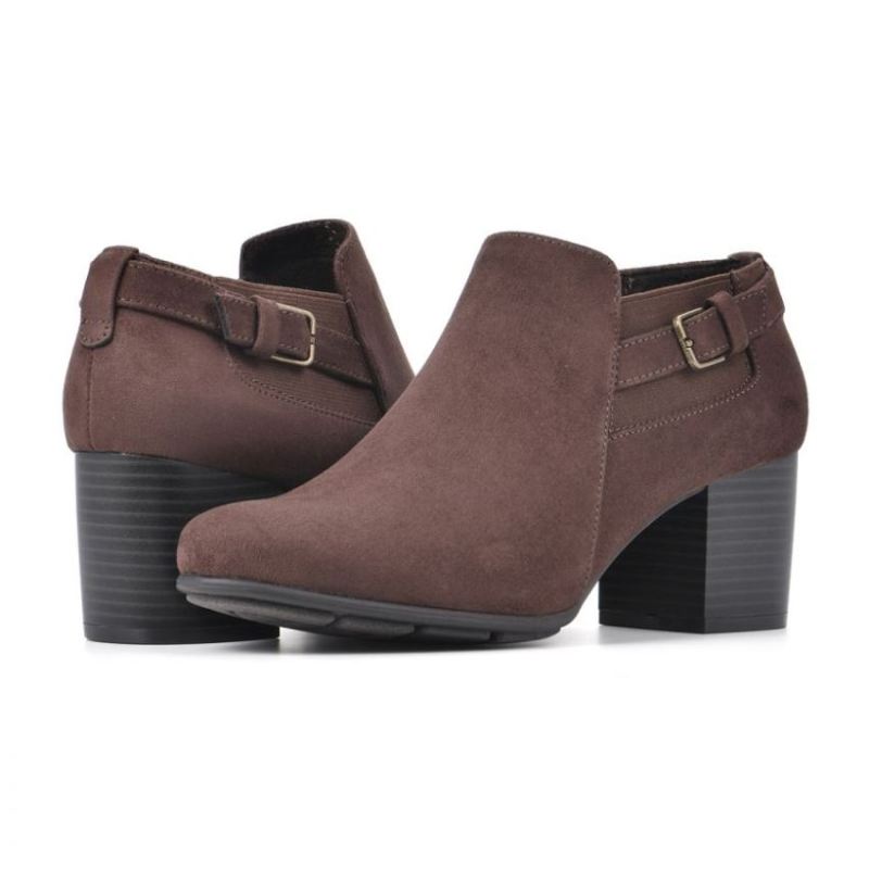 White Mountain | Women's Noah Bootie-Dark Brown Fabric