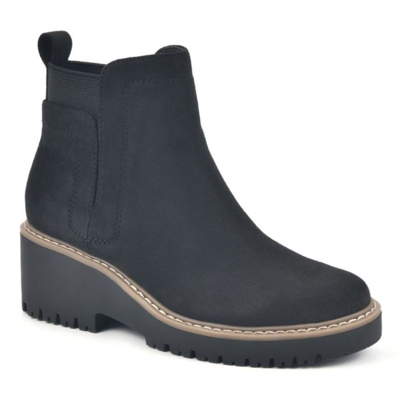 White Mountain | Women's Dear Wide Bootie-Black Faux Suede