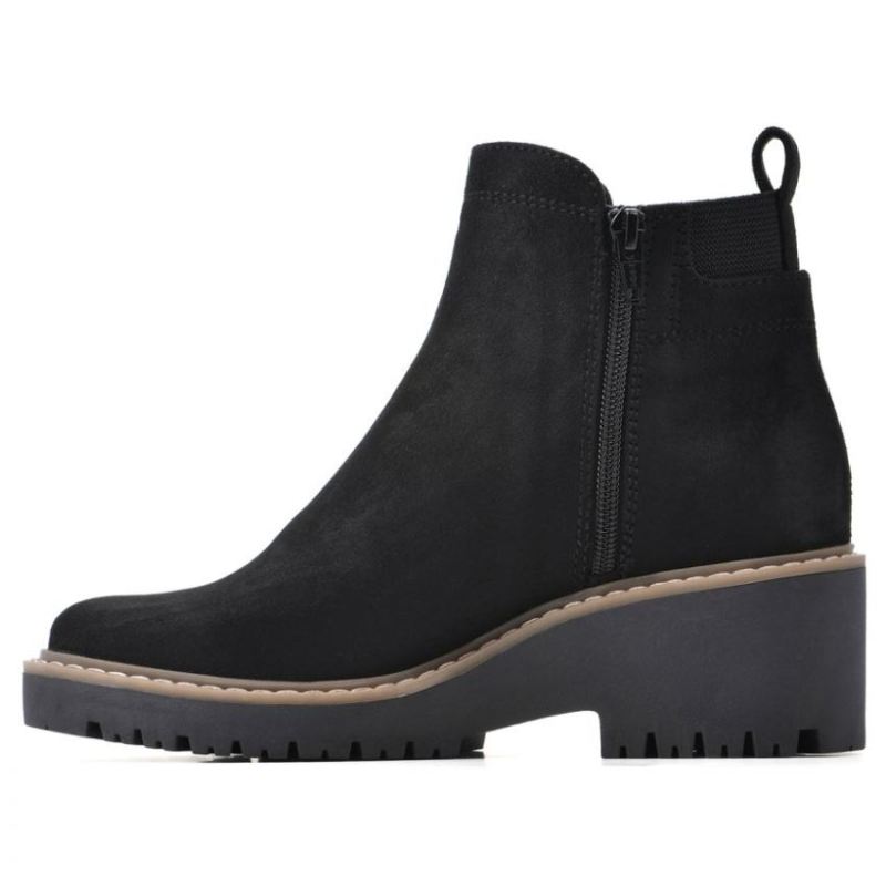 White Mountain | Women's Dear Wide Bootie-Black Faux Suede
