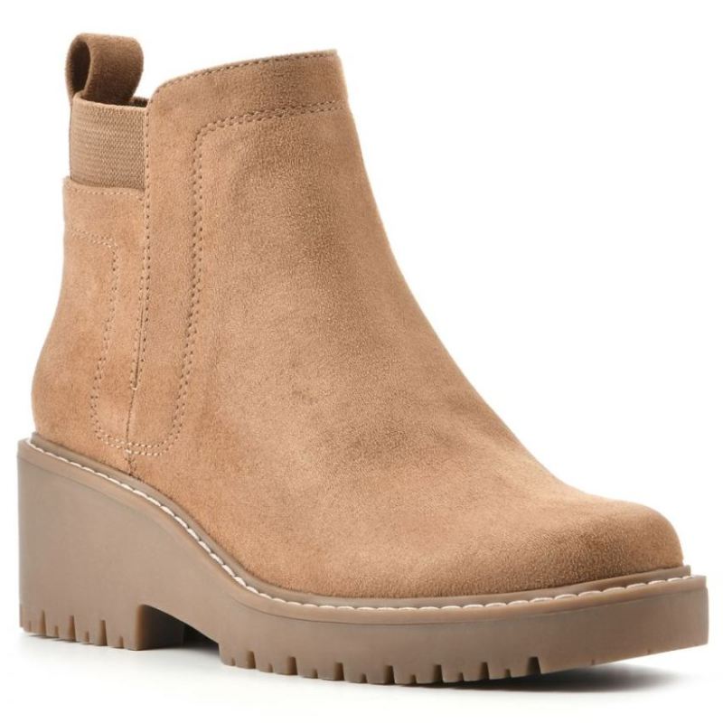 White Mountain | Women's Dear Wide Bootie-Tan Faux Suede