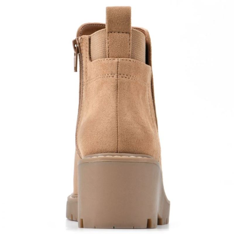 White Mountain | Women's Dear Bootie-Tan Faux Suede