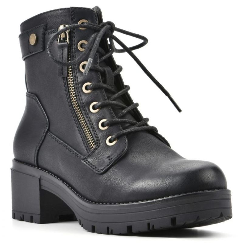 White Mountain | Women's Reggie Bootie-Black Faux Leather