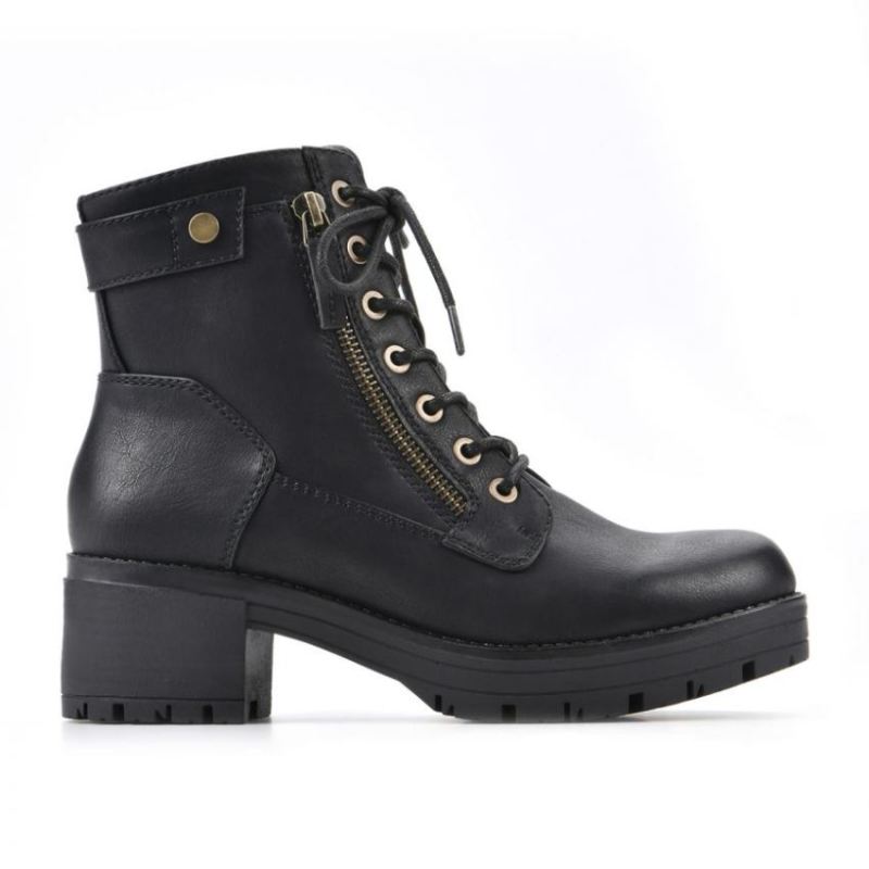 White Mountain | Women's Reggie Bootie-Black Faux Leather