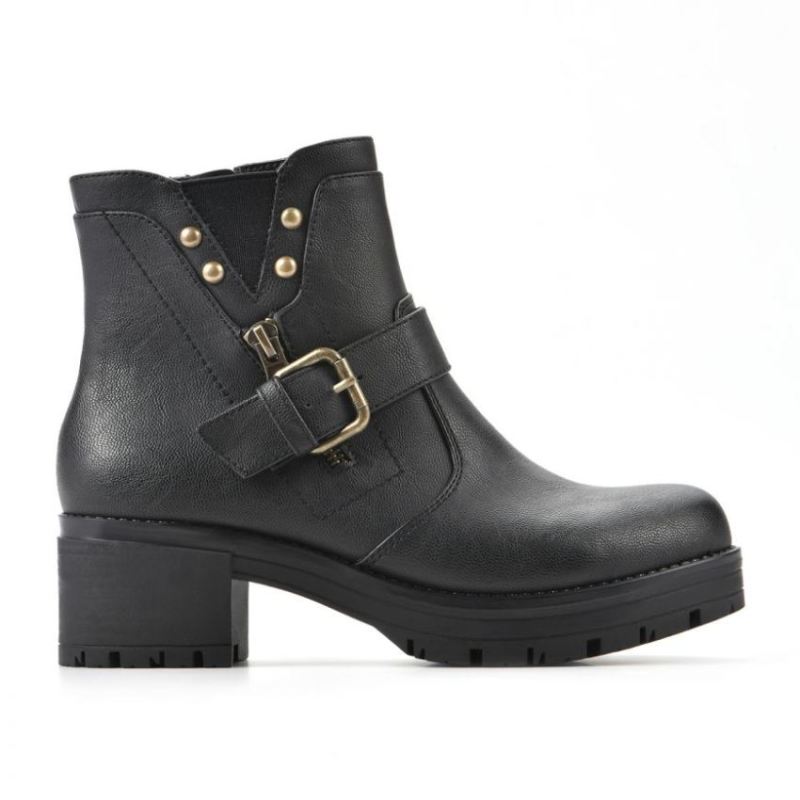 White Mountain | Women's Rufus Bootie-Black Faux Leather