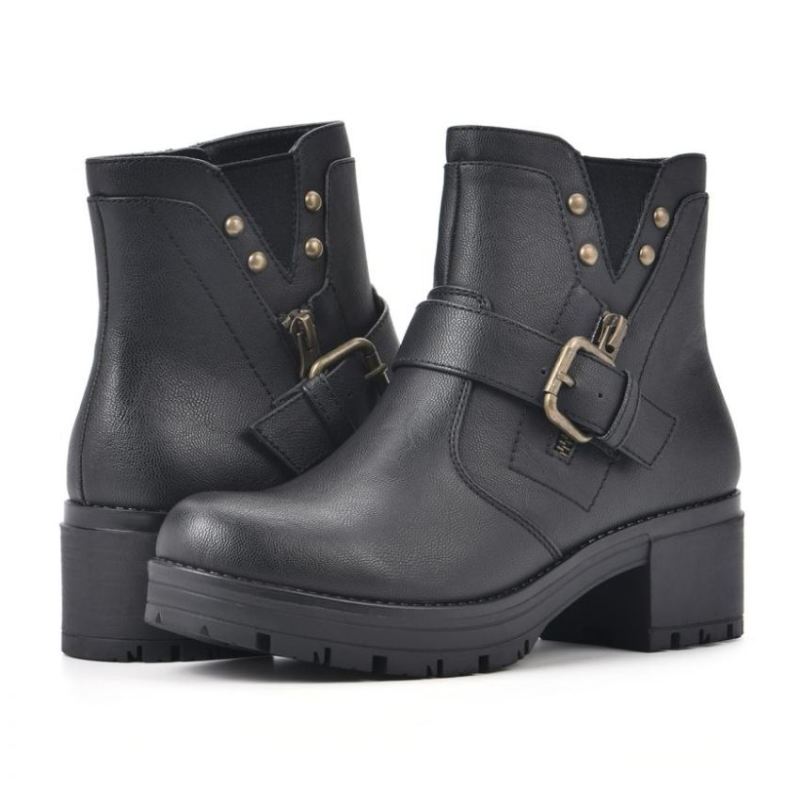 White Mountain | Women's Rufus Bootie-Black Faux Leather