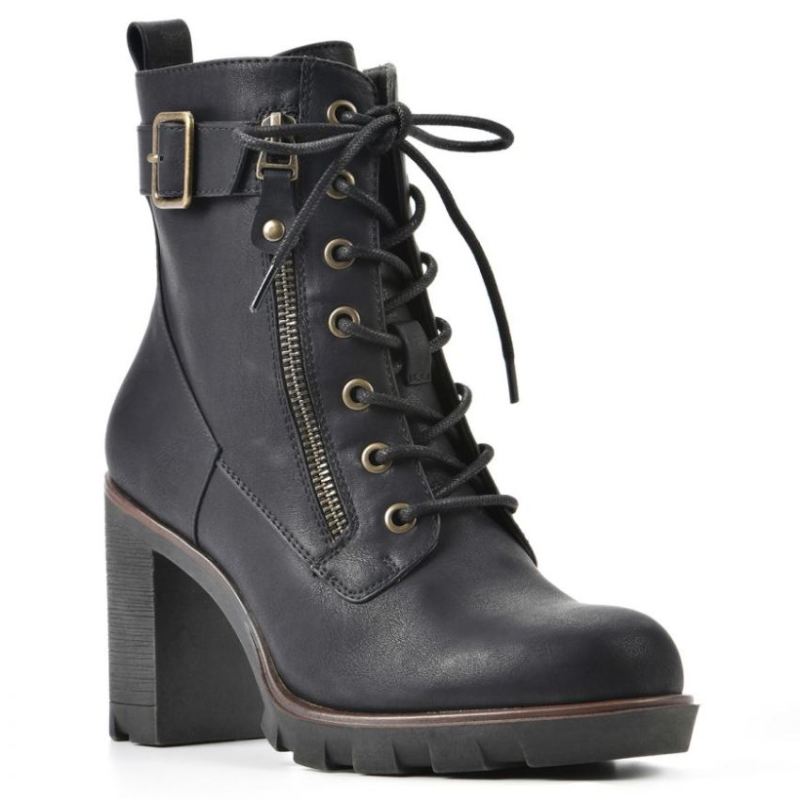 White Mountain | Women's Beverley Bootie-Black Faux Leather