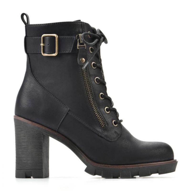 White Mountain | Women's Beverley Bootie-Black Faux Leather