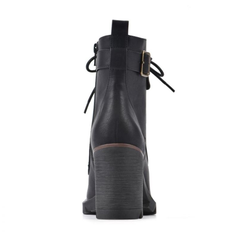 White Mountain | Women's Beverley Bootie-Black Faux Leather