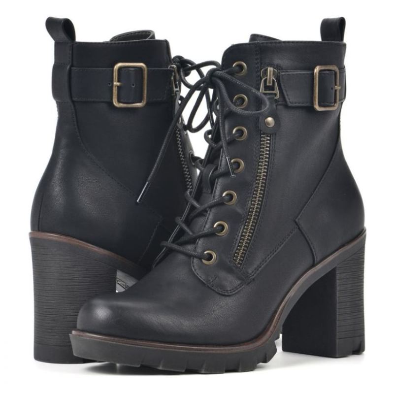 White Mountain | Women's Beverley Bootie-Black Faux Leather