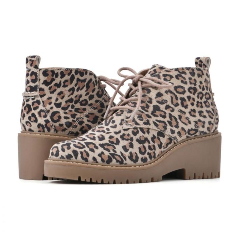 White Mountain | Women's Danny Suede Bootie-Natural Leopard Suede