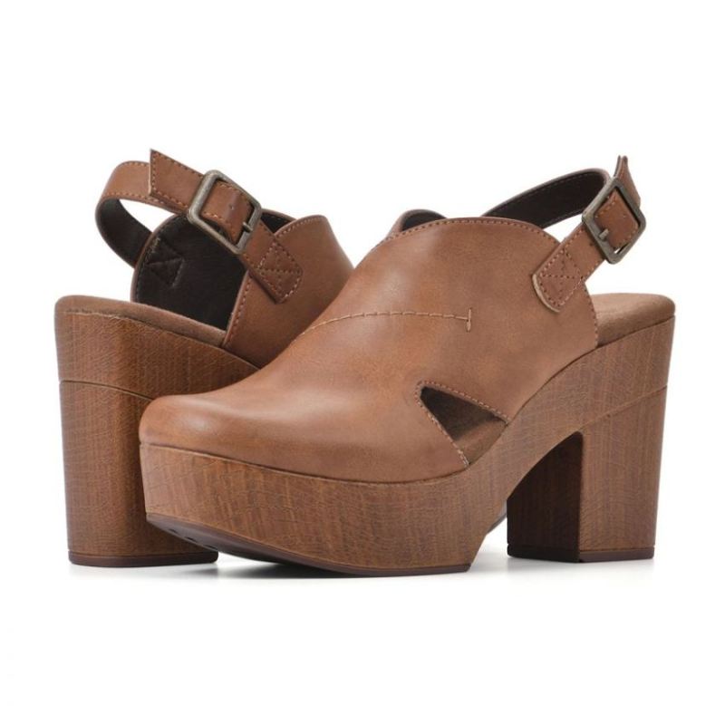 White Mountain | Women's Thalia Footbeds Clog-Dark Tan Faux Leather