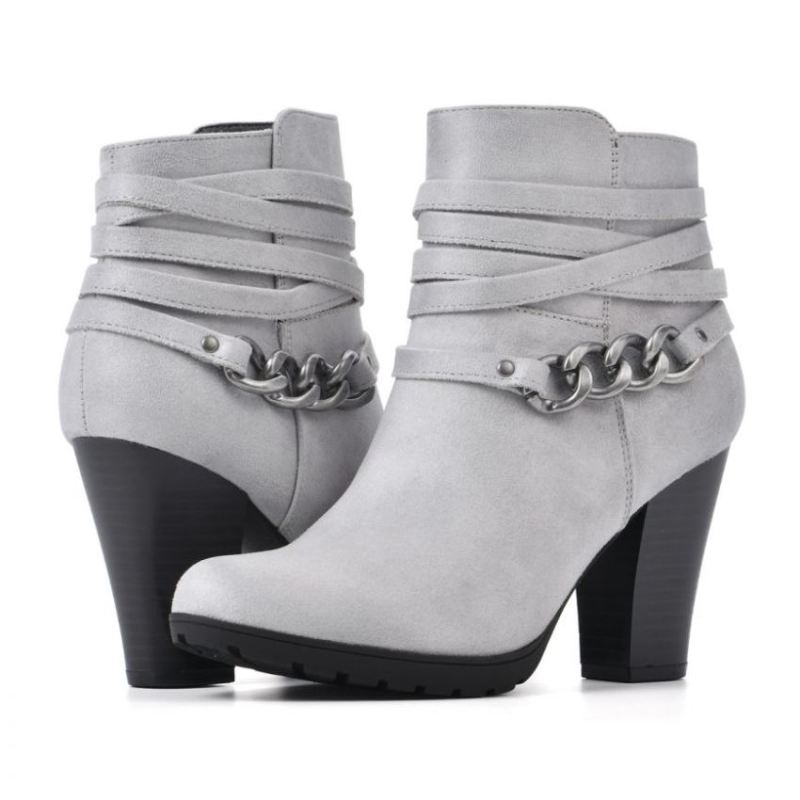 White Mountain | Women's Sammuel Bootie-Light Grey Fabric