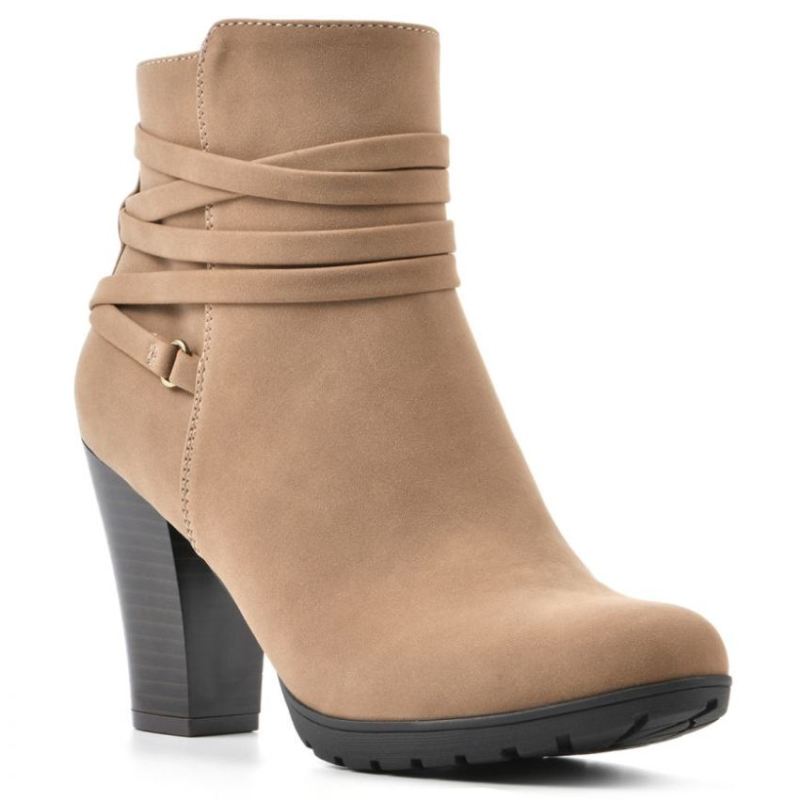 White Mountain | Women's Spade Wide Bootie-Chestnut Faux Nubuck