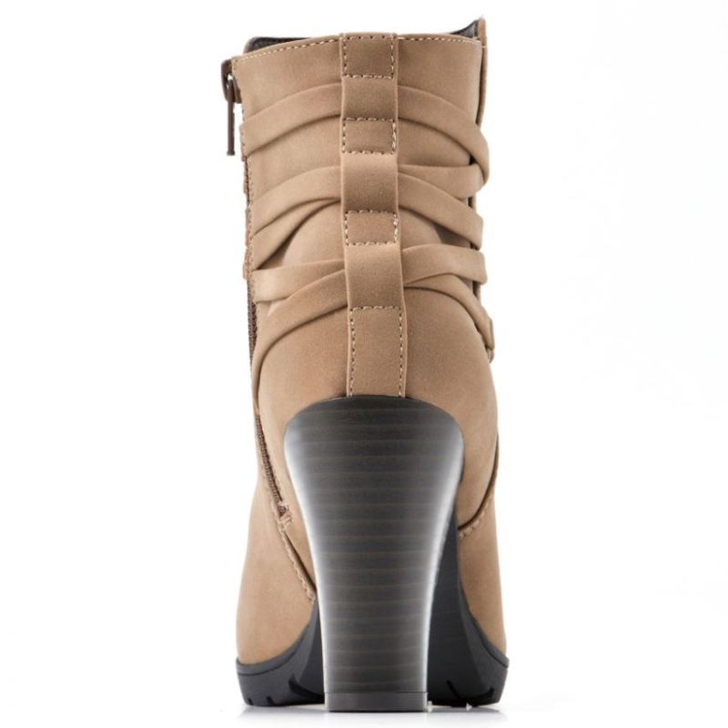 White Mountain | Women's Spade Wide Bootie-Chestnut Faux Nubuck