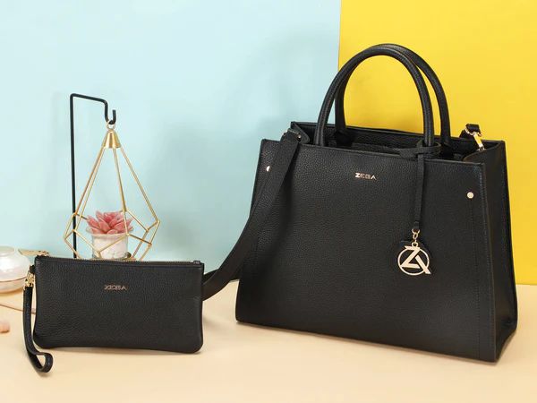 Zeba Quick Ship Luxe Leather Bag-Black Luxe