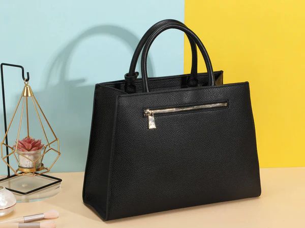 Zeba Quick Ship Luxe Leather Bag-Black Luxe