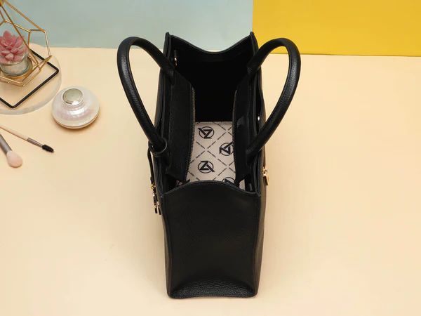 Zeba Quick Ship Luxe Leather Bag-Black Luxe