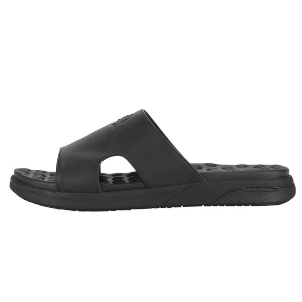 Zeba Quick Ship Men's Black Massaging Leather Sandals