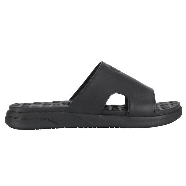 Zeba Quick Ship Men's Black Massaging Leather Sandals