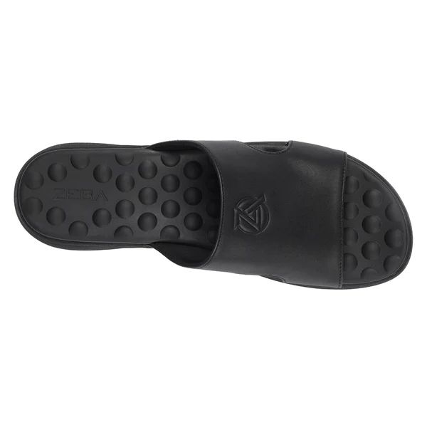 Zeba Quick Ship Men's Black Massaging Leather Sandals