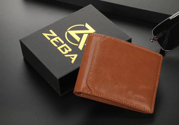 Zeba Quick Ship Premium Leather Trifold Wallet With Removable ID-Cognac Brown