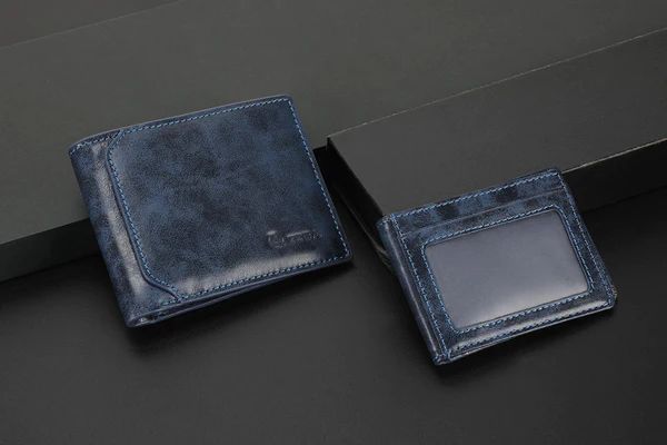Zeba Quick Ship Premium Leather Trifold Wallet With Removable ID-Cobalt Blue
