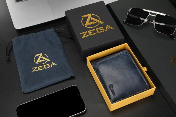 Zeba Quick Ship Premium Leather Trifold Wallet With Removable ID-Cobalt Blue