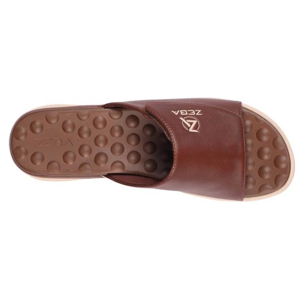 Zeba Quick Ship Men's Brown Massaging Leather Sandals With Strap