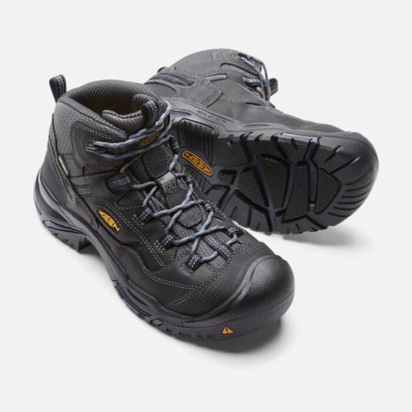 Keen | Men's Braddock Waterproof Mid (Soft Toe)- Raven/Estate Blue