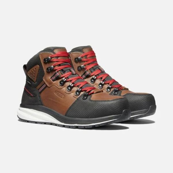 Keen | Men's Red Hook Waterproof Boot (Carbon-Fiber Toe)-Tobacco/Black